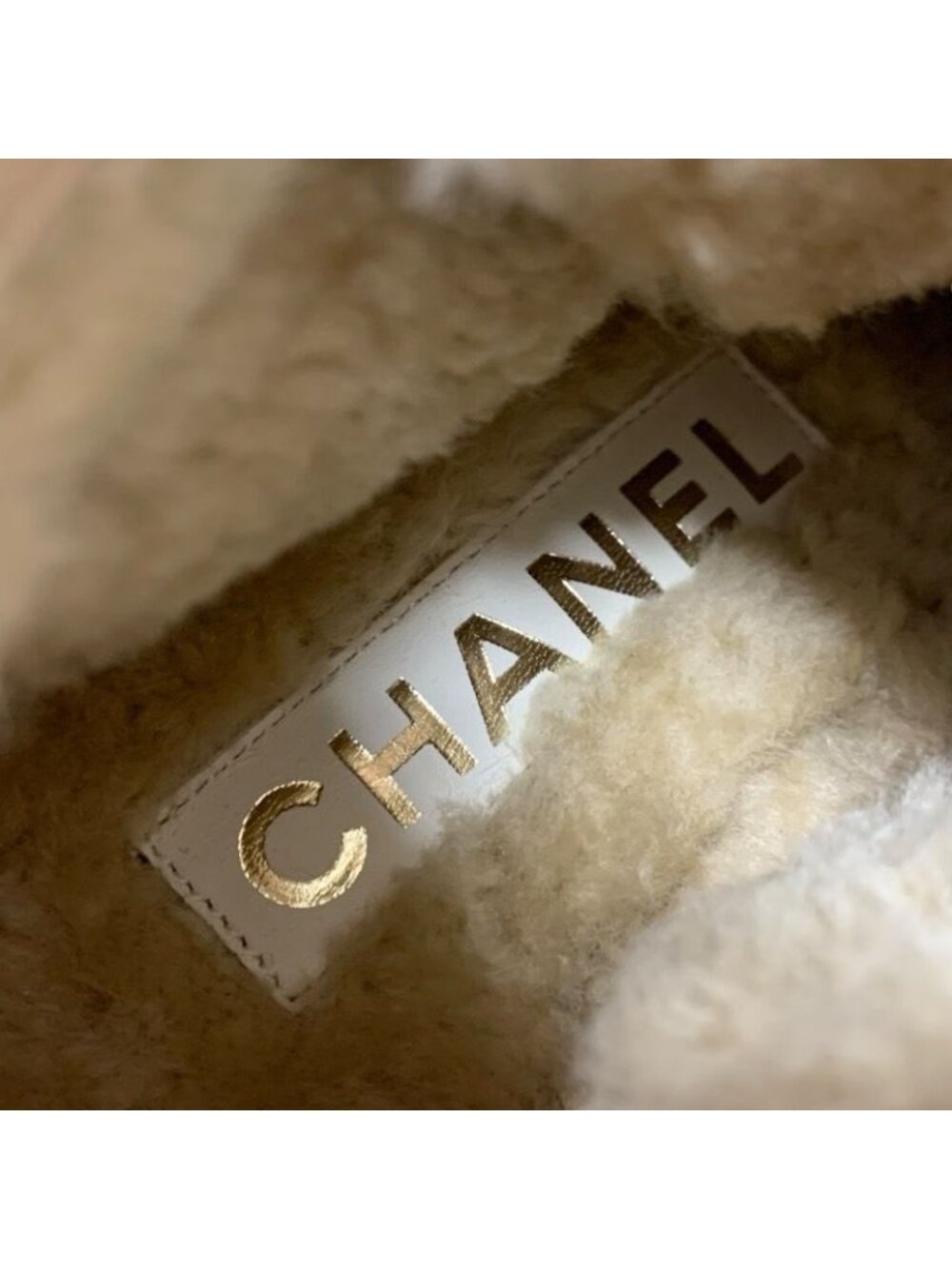 Chanel Boots Short Shoes Haraco Suede Shearling Beige Gray Coco Mark Lace - Picture 7 of 10